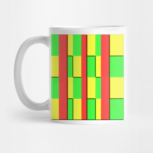 Red, green and yellow in relief. Mug